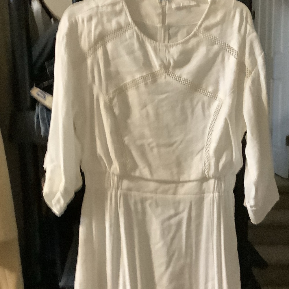 Karlie Elegant Cream Long Sleeve Dress,‎ lace accents